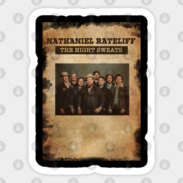 Vintage Old Paper 80s Style Nathaniel Rateliff and The Night Sweats Sticker by Madesu Art